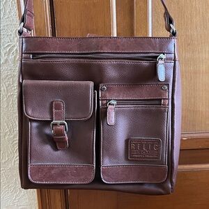 Relic Dark Brown Faux Leather Messenger/Shoulder or Cross-body Bag